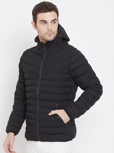 Black Solid Hooded Jackets-Mens Jacket-Crimsoune Club