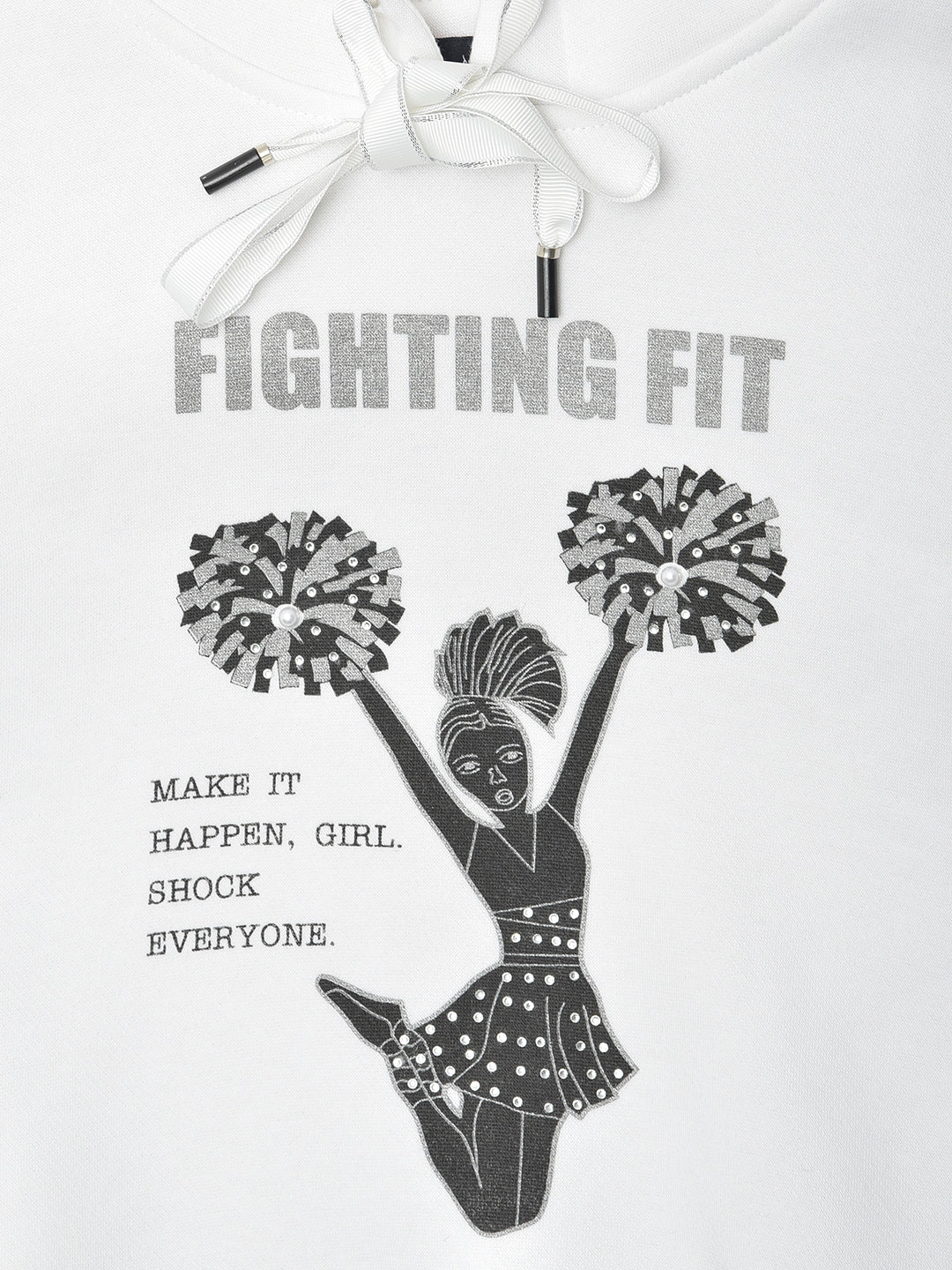 White Printed Hooded Sweatshirt - Girls Sweatshirts