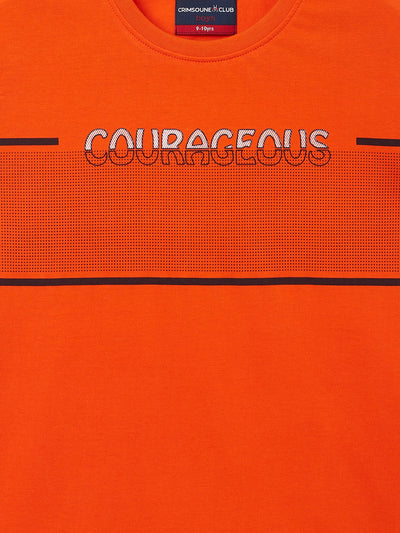 Orange Printed Round Neck T-Shirt - Boys T-Shirts
