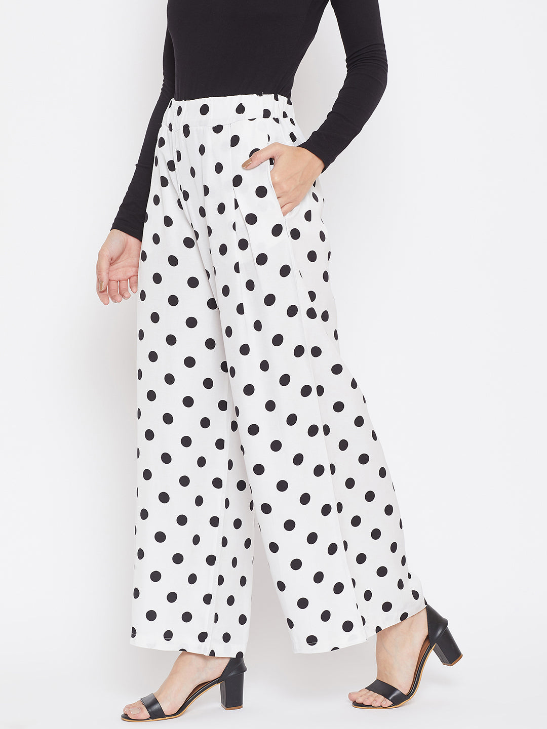 White Printed COMFORT FIT Trousers - Women Trousers