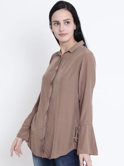 Beige Full Sleeves Shirt - Women Shirts