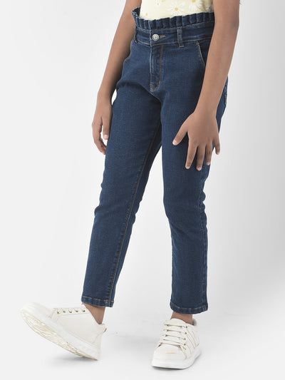  Blue Fringe-Waist Denim