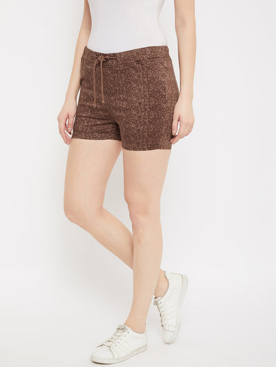 Brown Printed Shorts - Women Shorts