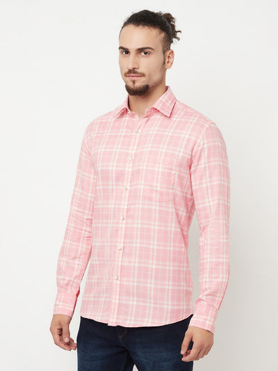 Pink Checked Casual Shirt - Men Shirts