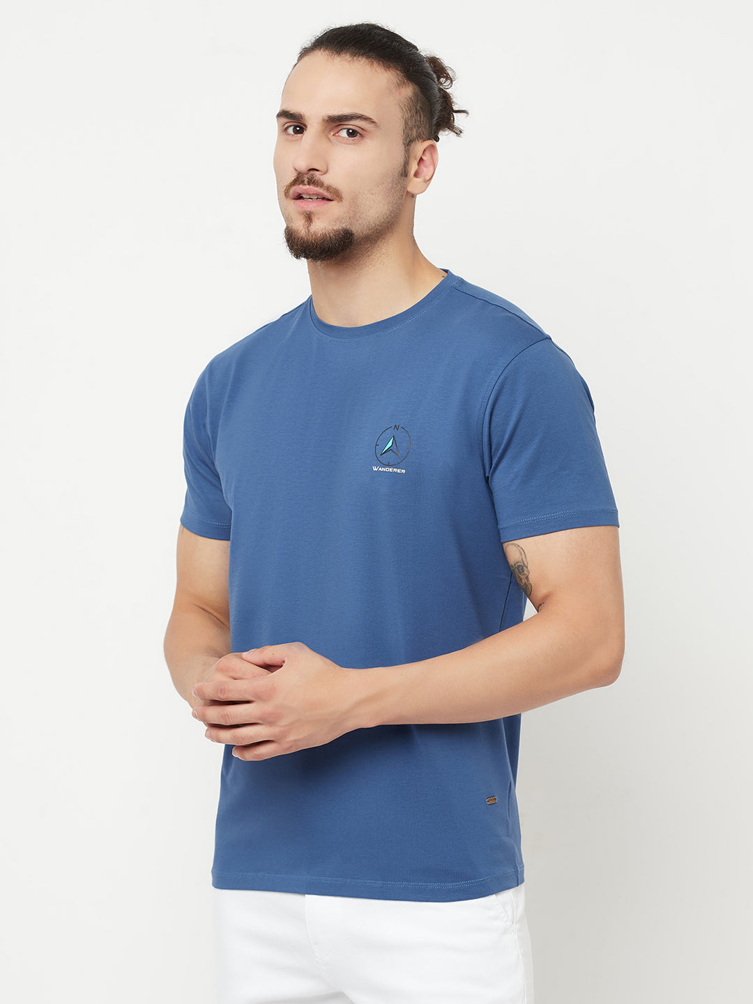 Blue Round Neck T-Shirt - Men T-Shirts