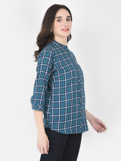Air Force Blue Checked Shirt - Women Shirts