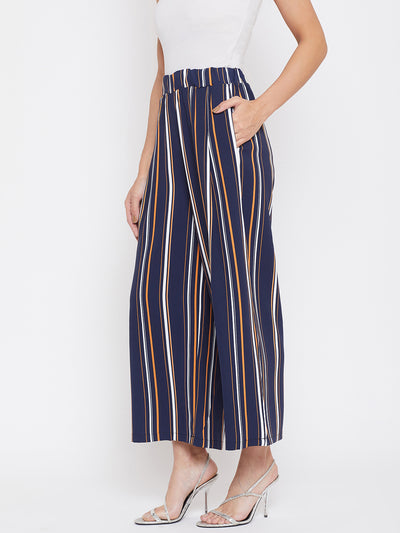 Striped Flared Parallel Trousers - Women Trousers