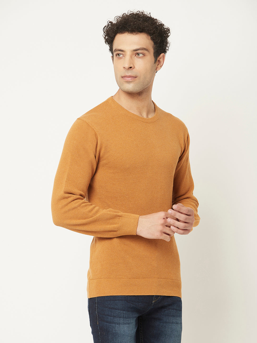 Orange Sweater in Pure Cotton-Men Sweaters-Crimsoune Club