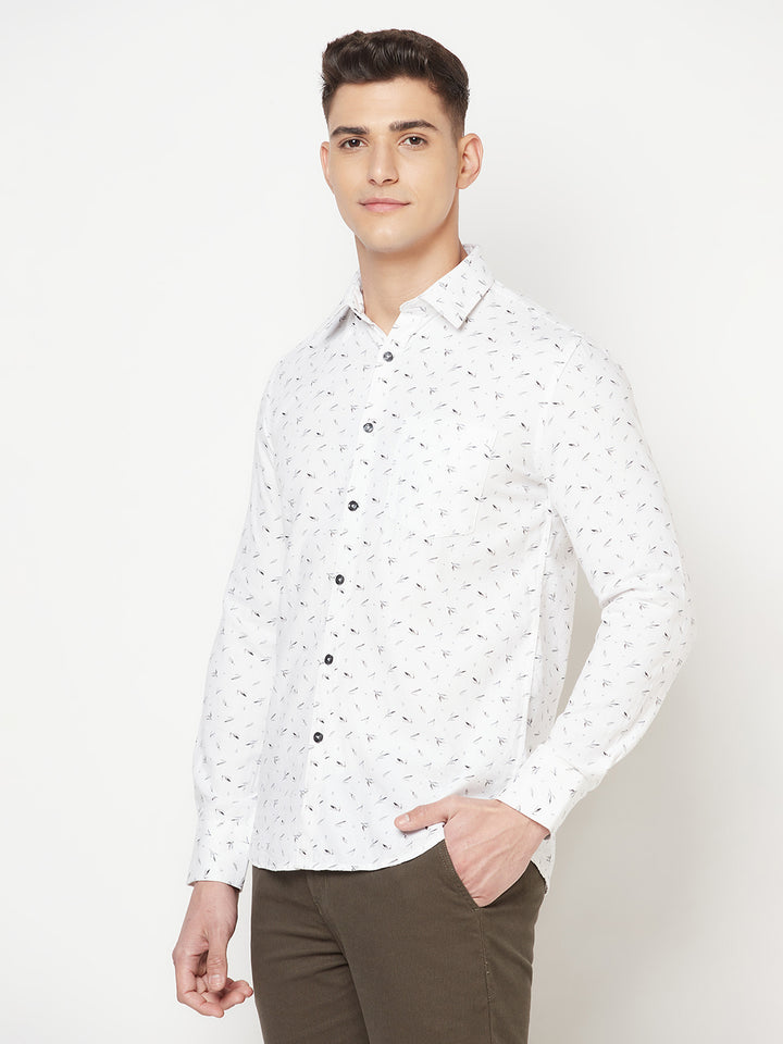 White Floral Shirt - Men Shirts