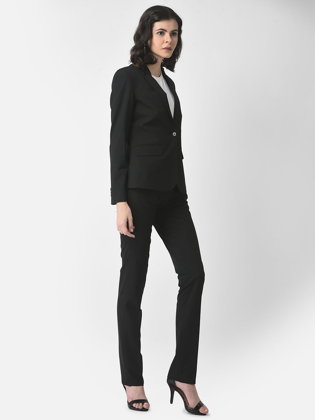 2 Piece Black Suit Set-Women Suits-Crimsoune Club