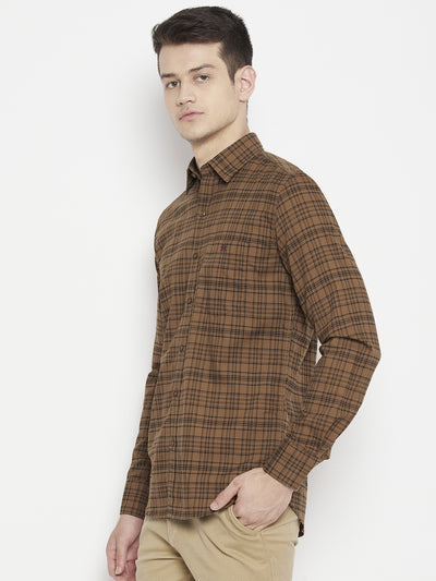 Brown Checked Slim Fit shirt - Men Shirts