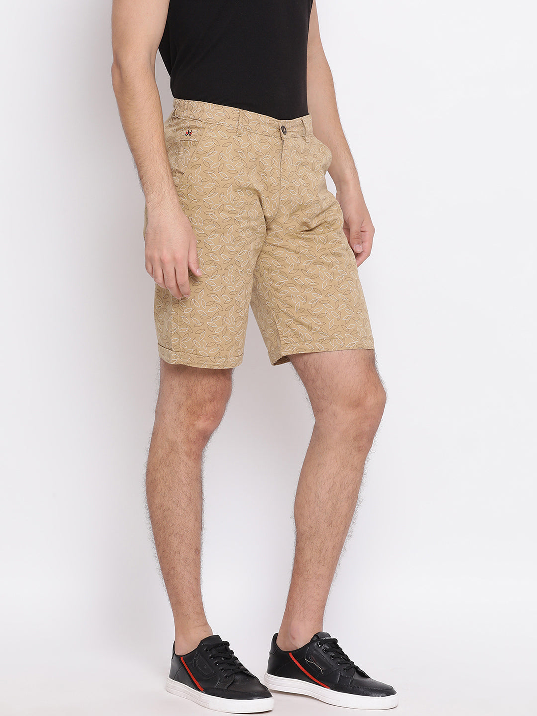 Beige Printed Shorts - Men Shorts