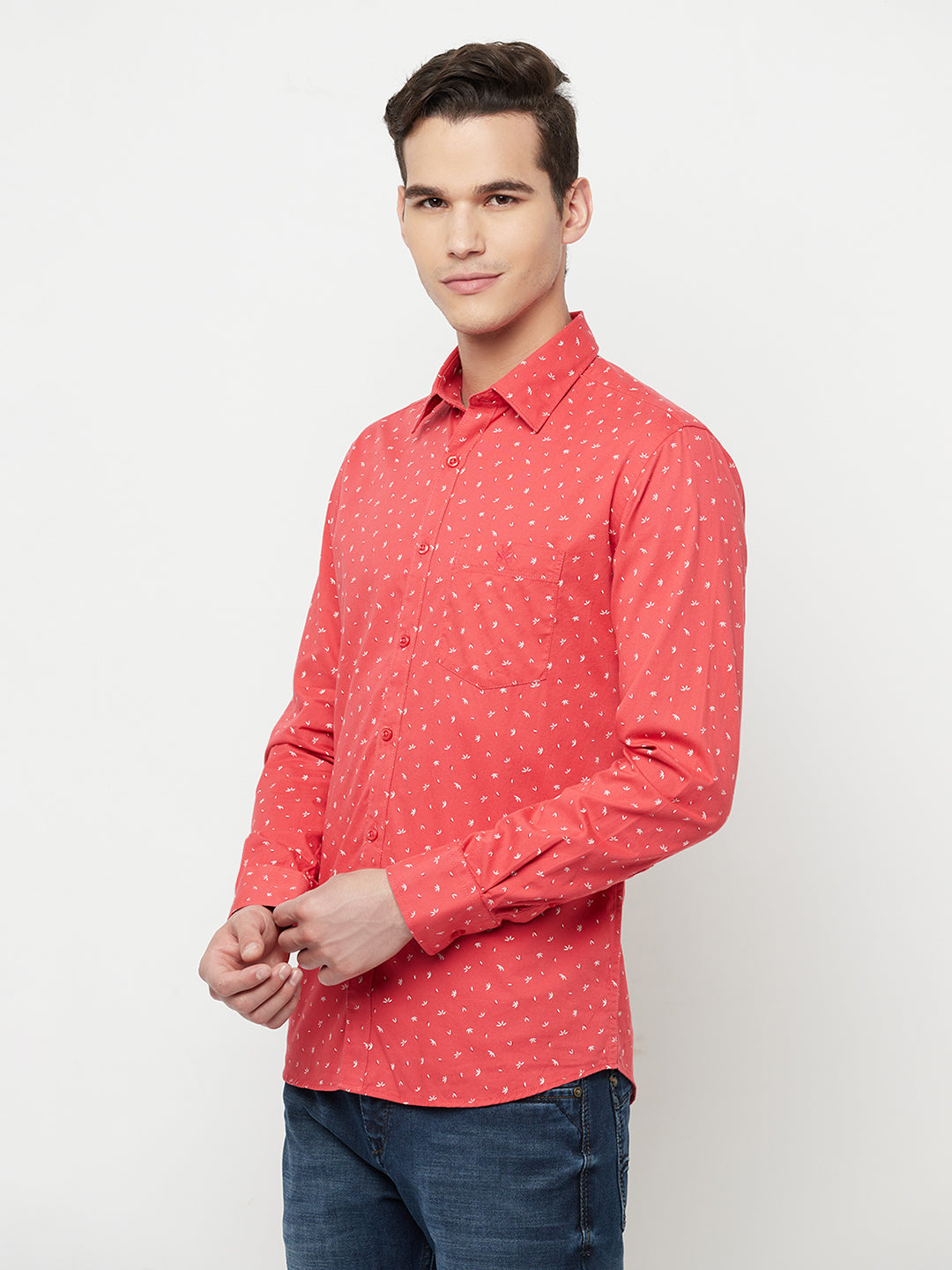 Pink Floral Printed Shirt - Men Shirts