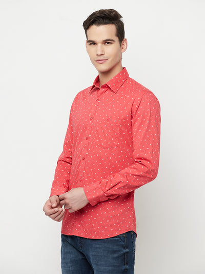 Pink Floral Printed Shirt - Men Shirts