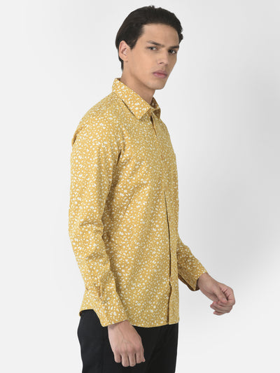 Yellow Shirt in Floral Print-Men shirts-Crimsoune Club