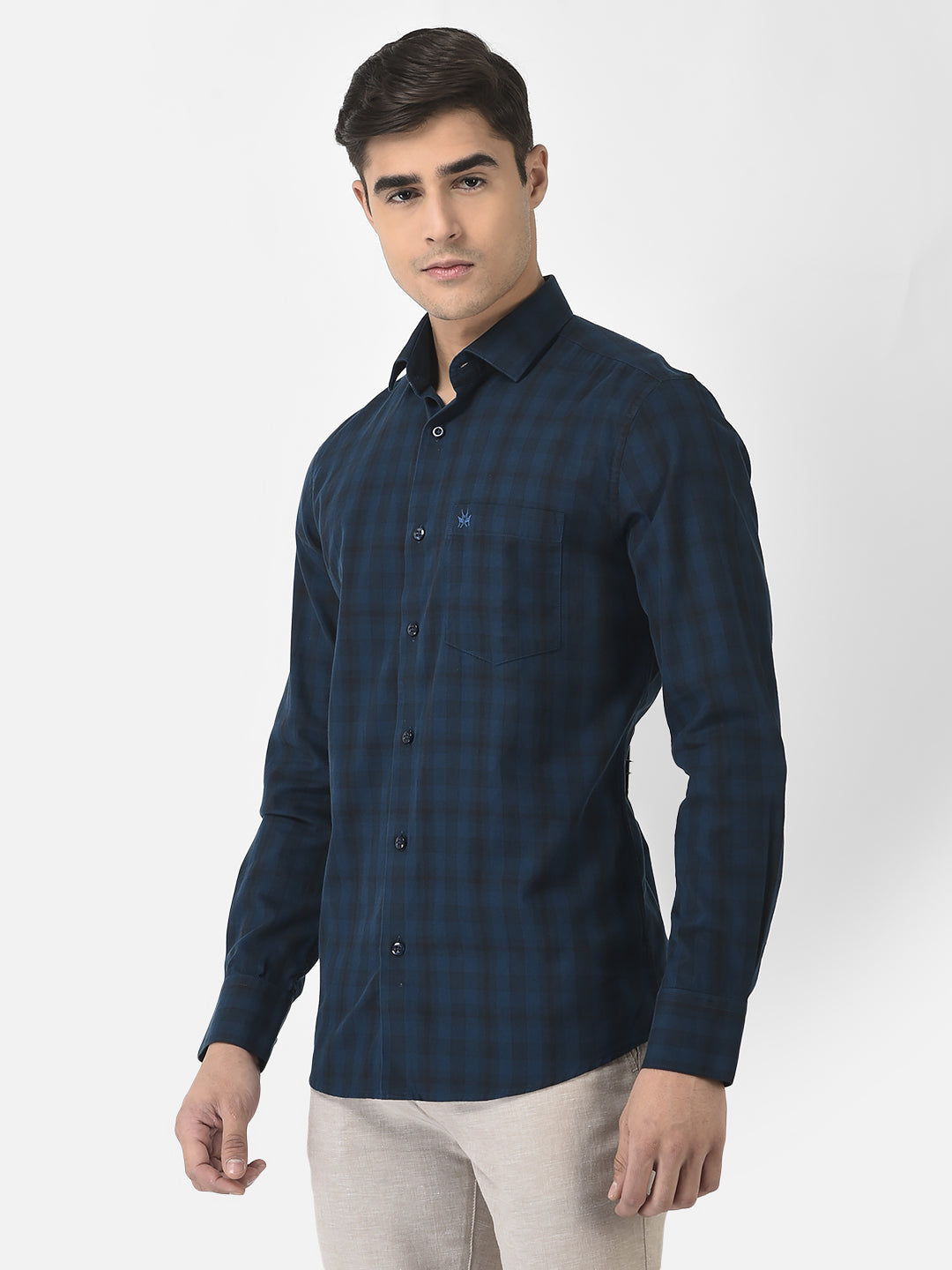  Navy Blue Shirt in Checks 