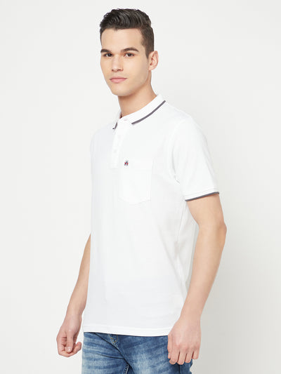 White Polo T-Shirt - Men T-Shirts