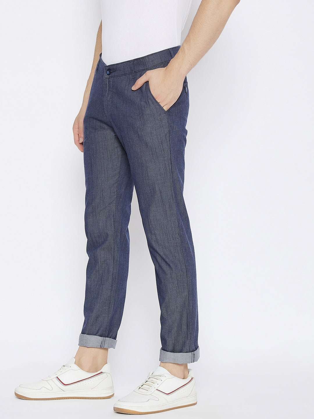 Blue Slim Fit Trousers - Men Trousers