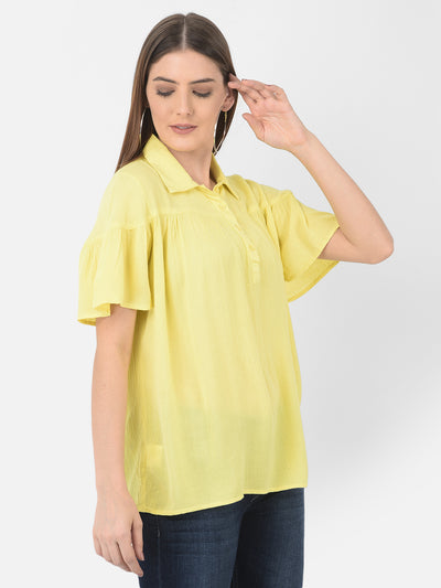 Yellow Spread Collar Top - Women Tops