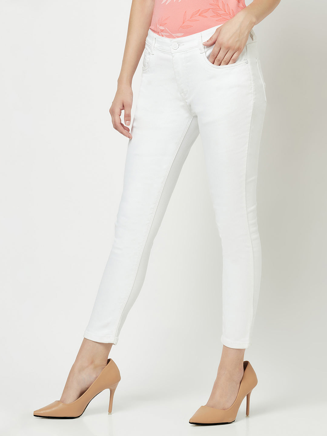  Slim-Fit White Jeans