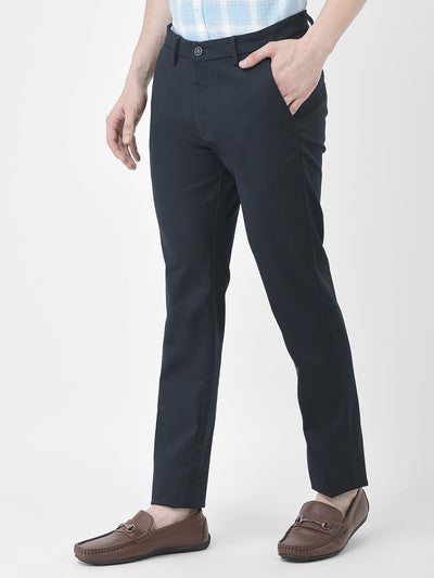  Navy Blue Regular-Rise Trousers