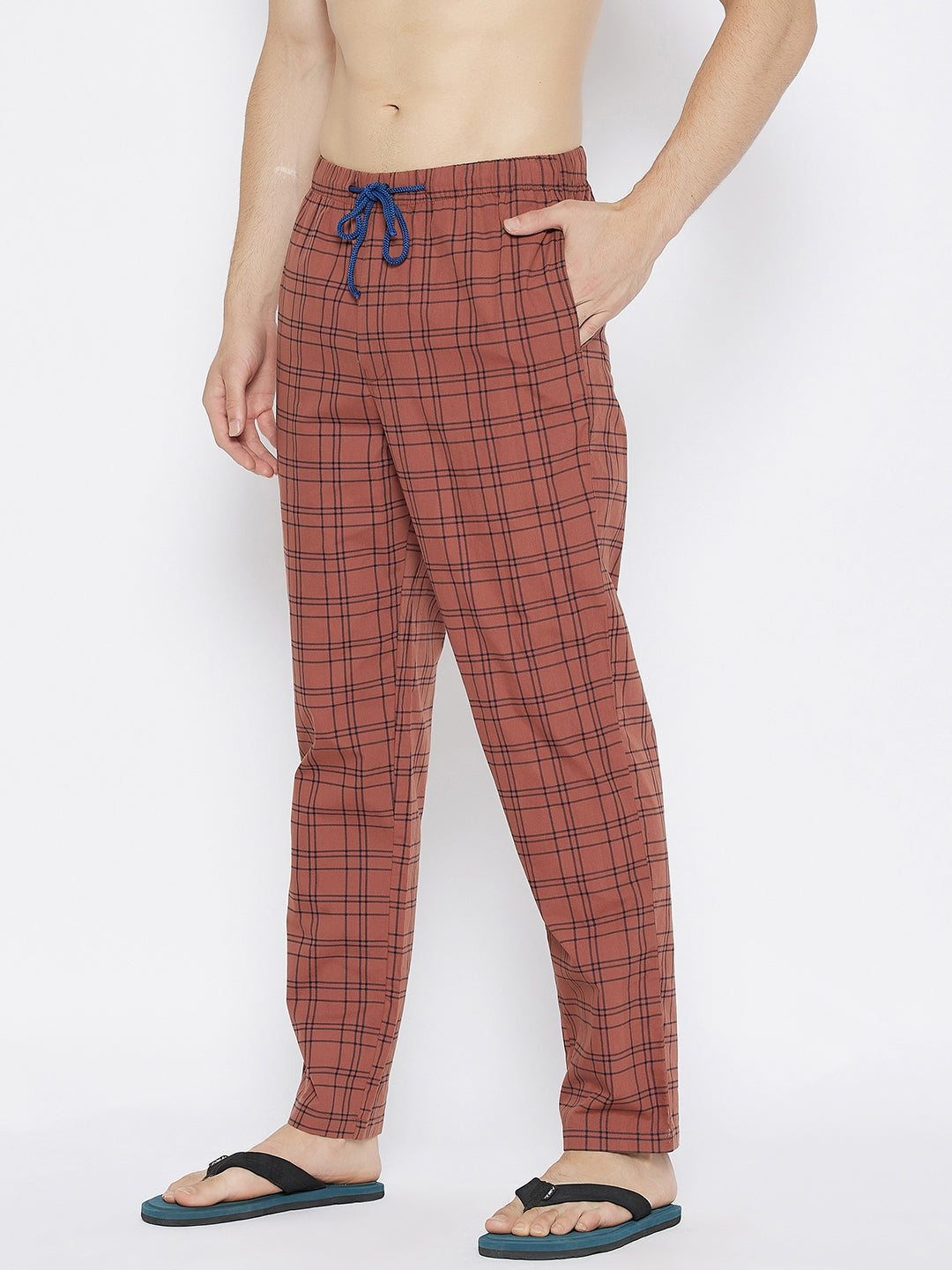 Red Checked Smart Fit Lounge Pants - Men Lounge Pants