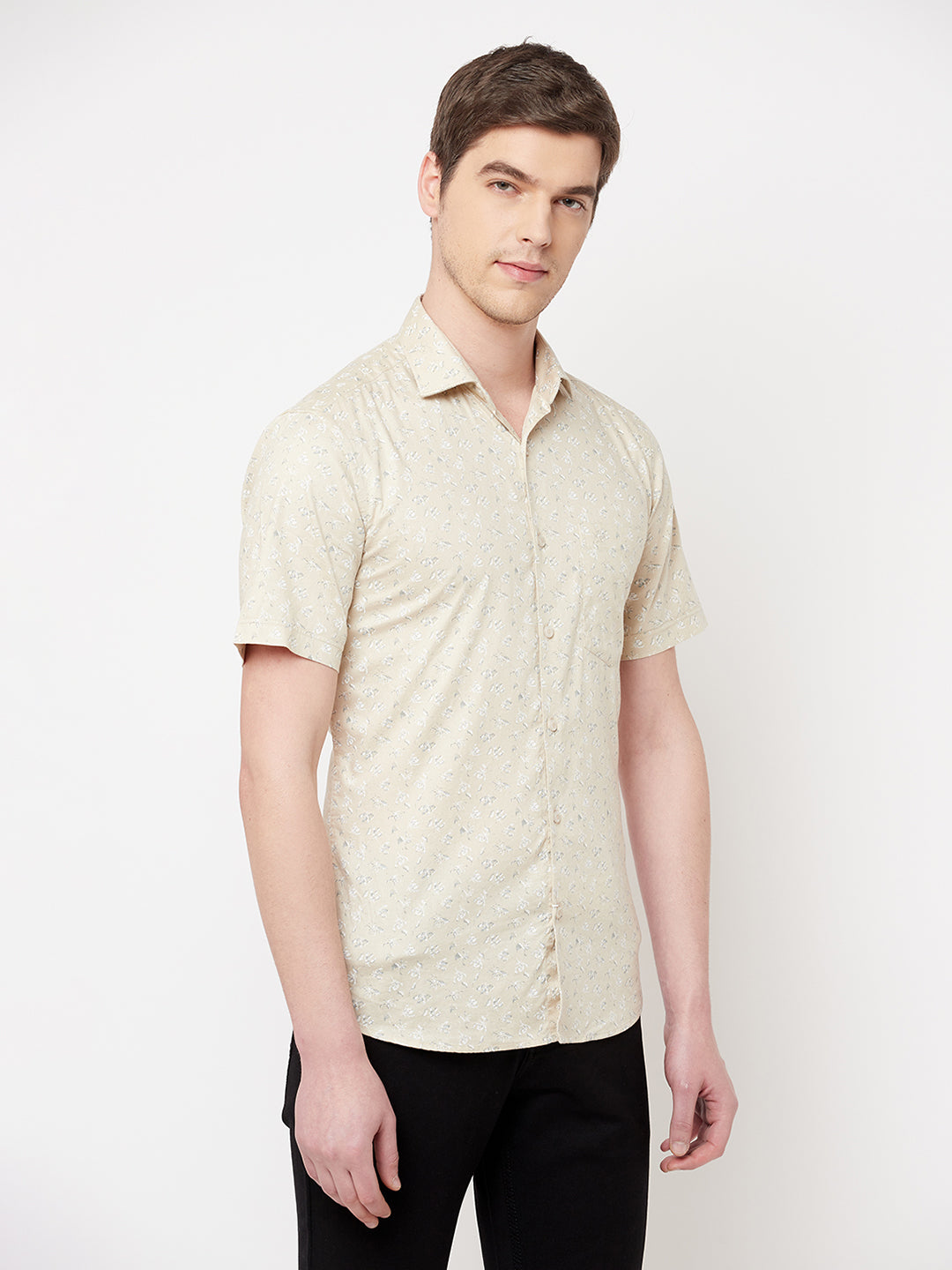 Beige Floral Shirt - Men Shirts