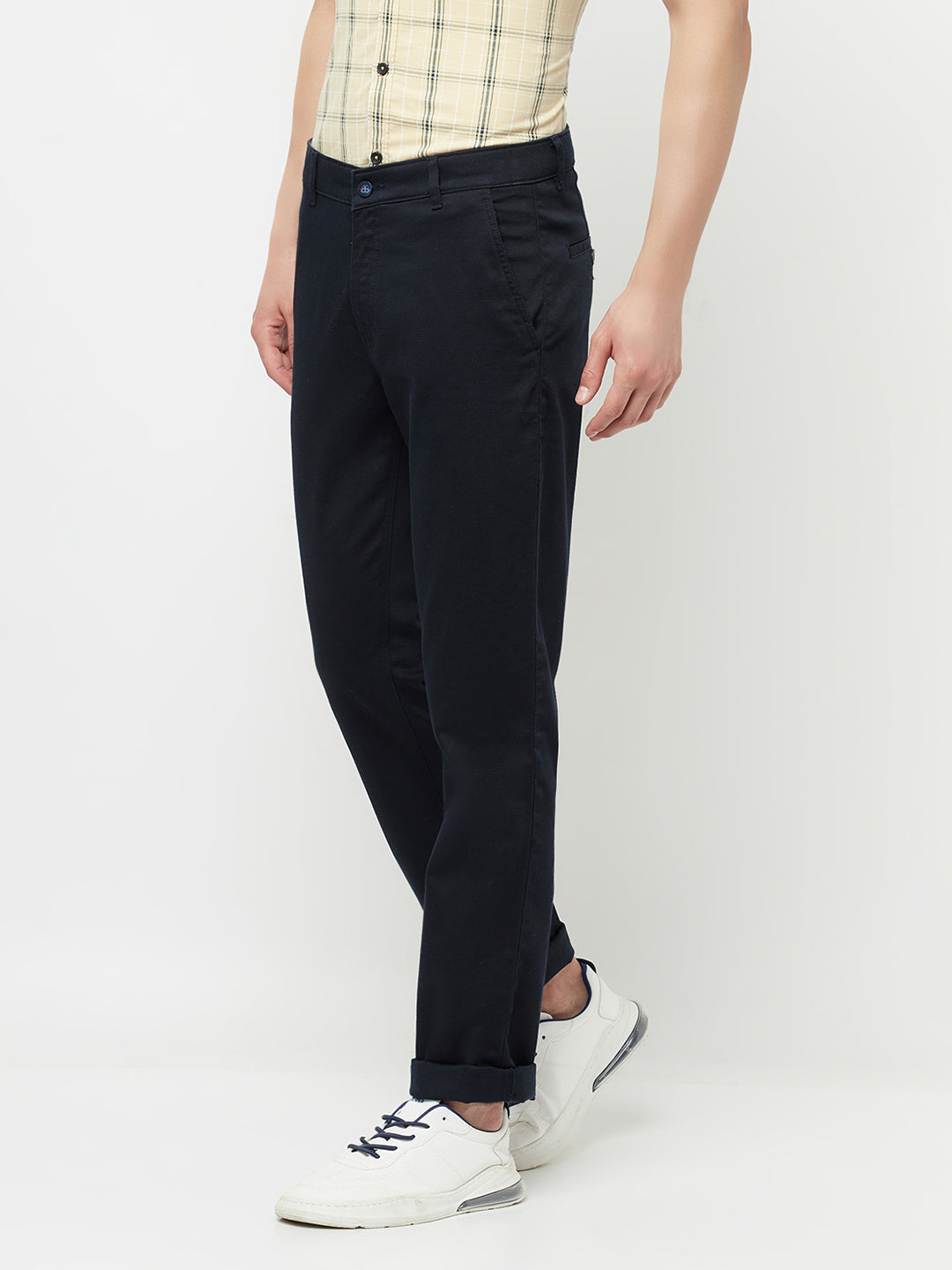 Navy Blue Casual Trousers - Men Trousers