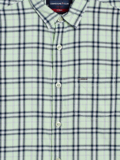 Mint Green Checked Casual Shirt - Boys Shirts