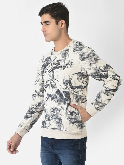  Cream Sweatshirt with Graphic Swirls 