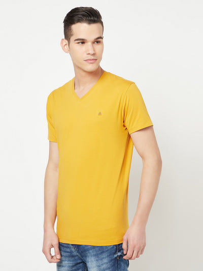 Mustard V-Neck T-Shirt - Men T-Shirts