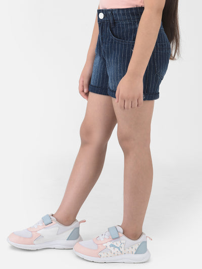 Striped Denim Shorts - Girls Shorts