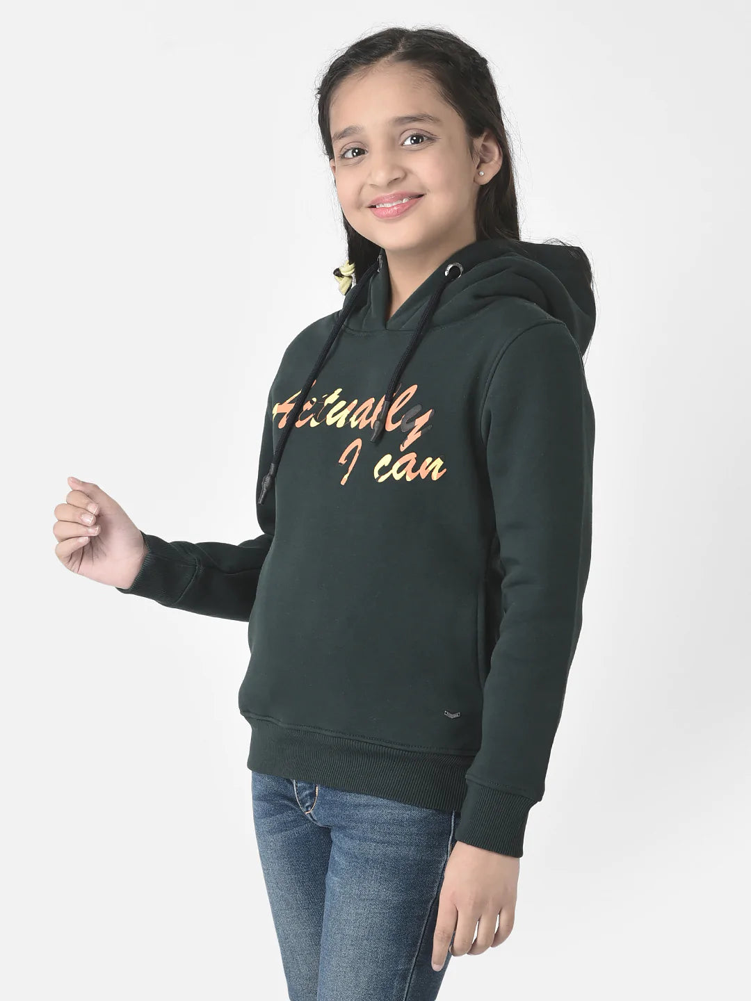  Deep Green Typographic Hoodie