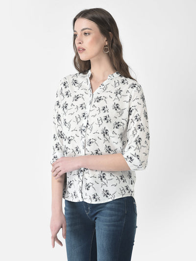  Off-White High-Low Floral Shirt