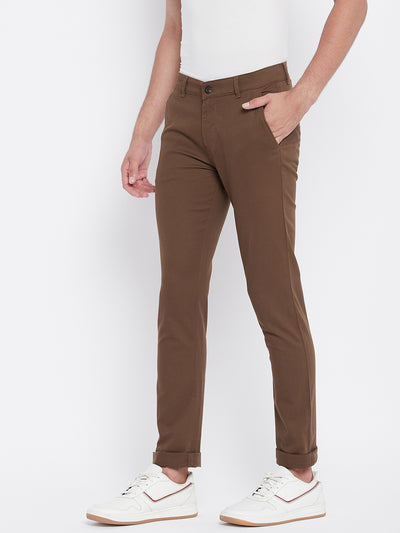 Brown Slim Fit Trousers - Men Trousers