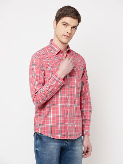 Pink Checked Casual Shirt - Men Shirts