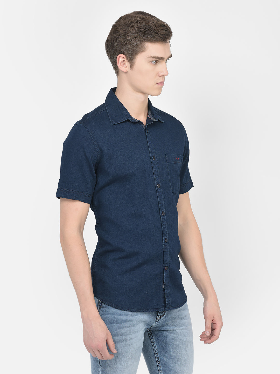  Short-Sleeved Denim Shirt