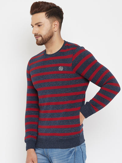 Navy Blue Striped Sweatshirt - Men Sweatshirts