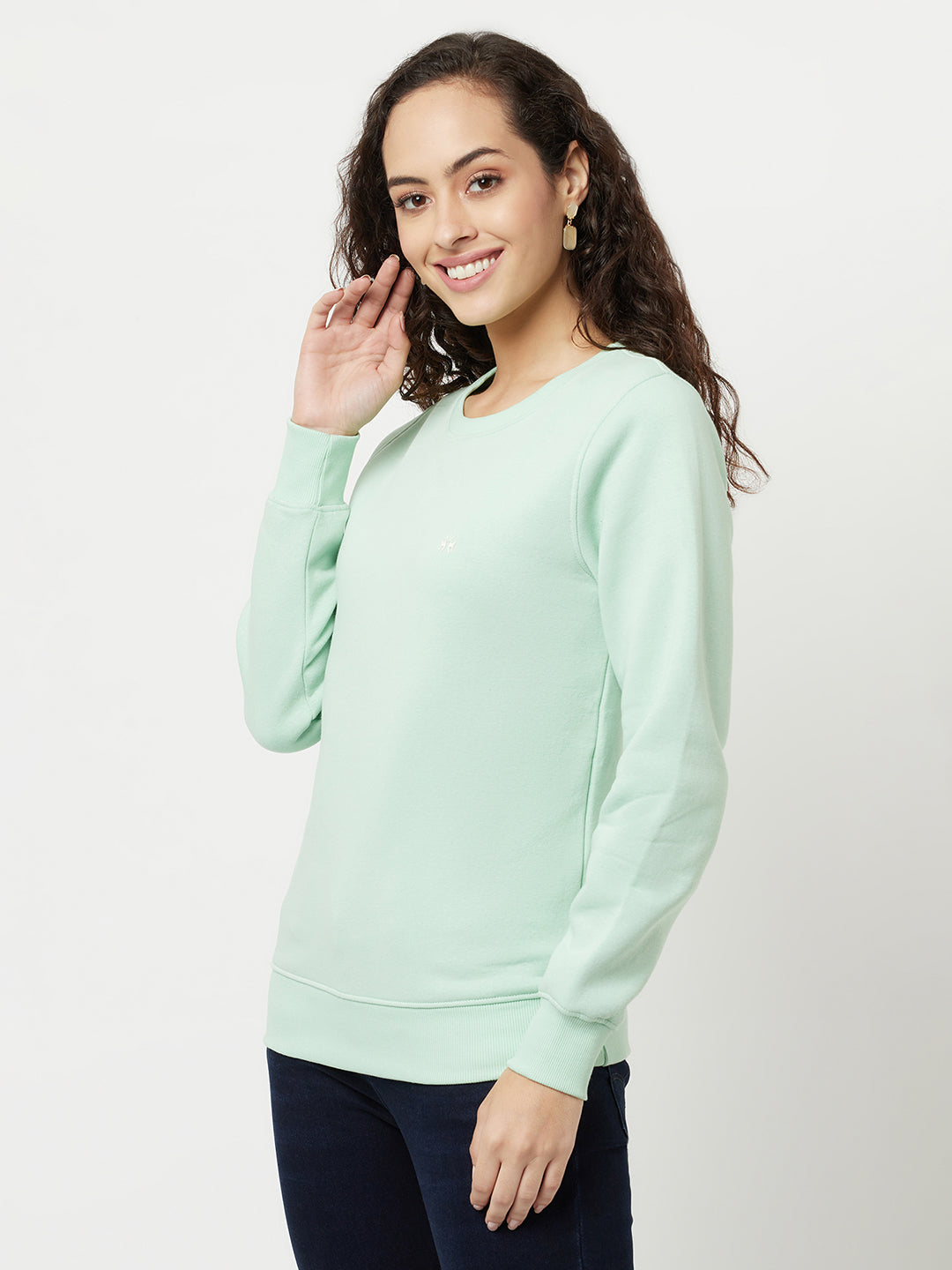 Mint Green Sweatshirt-Women Sweatshirts-Crimsoune Club