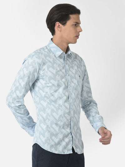 Light Blue Shirt in Abstract Print 