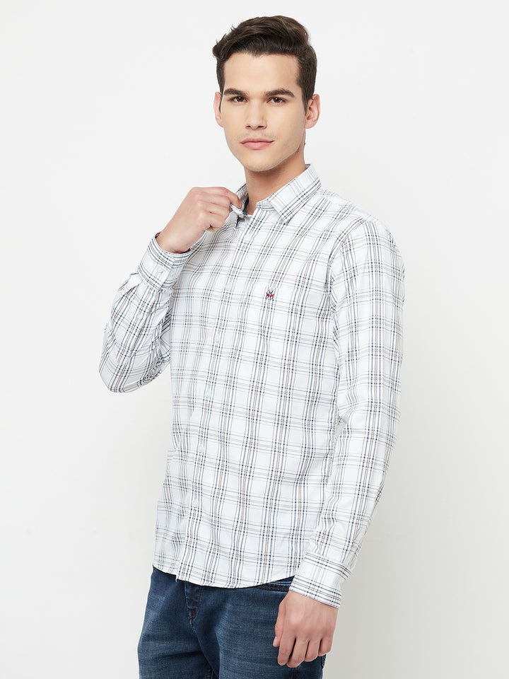 White Checked Shirt - Men Shirts