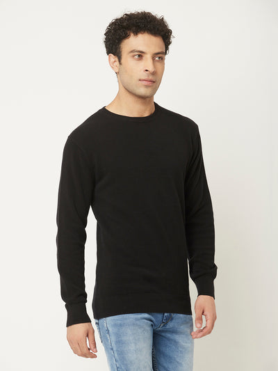 Black Sweater in Regular Cut-Men Sweaters-Crimsoune Club