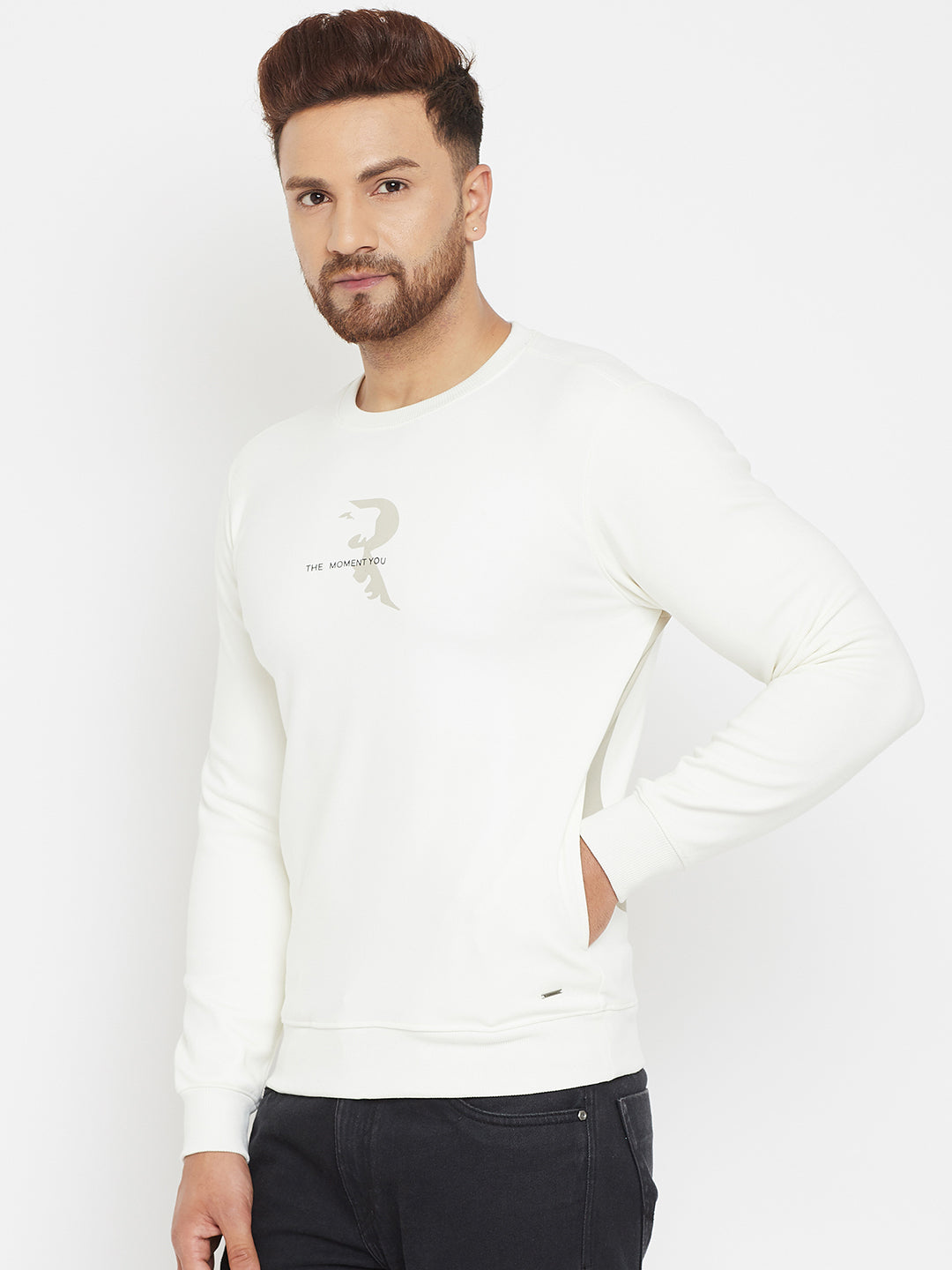 White Printed Sweatshirt - Men Sweatshirts