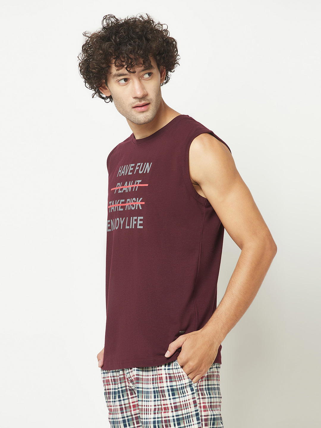  Maroon Typography Tank T-Shirt