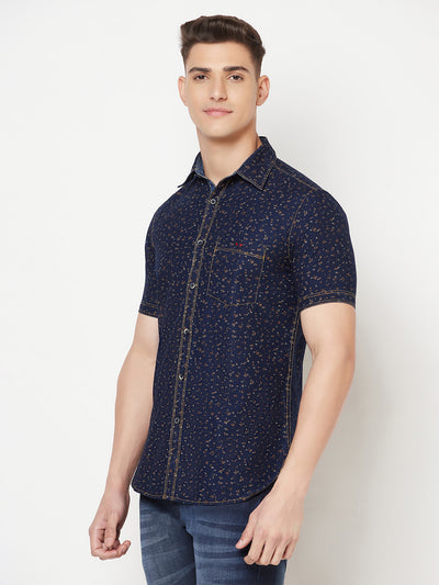 Navy Blue Floral Shirt - Men Shirts