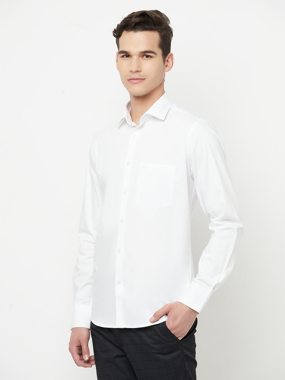 White Solid Shirt - Men Shirts