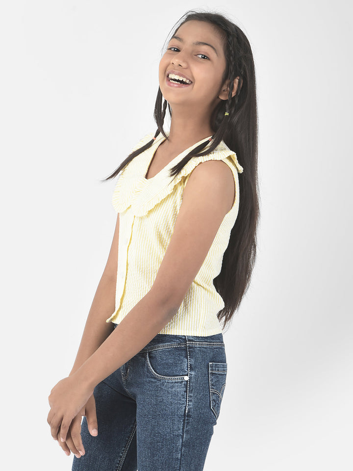 Yellow Striped Sleeveless Shirt