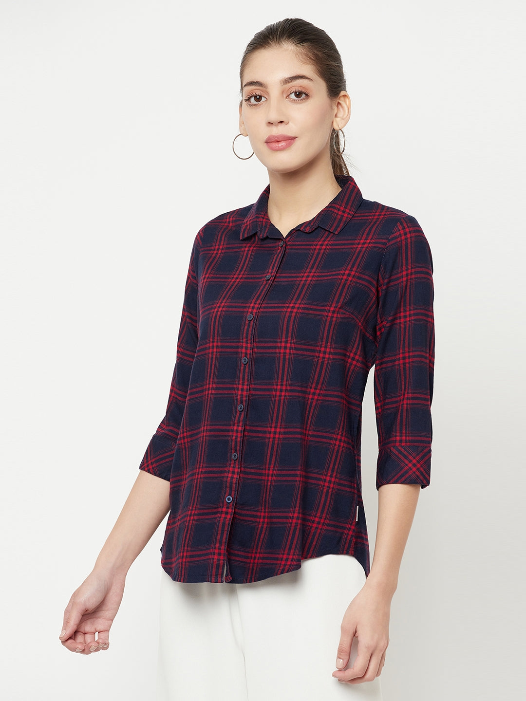 Red Checked Shirt - Women Shirts