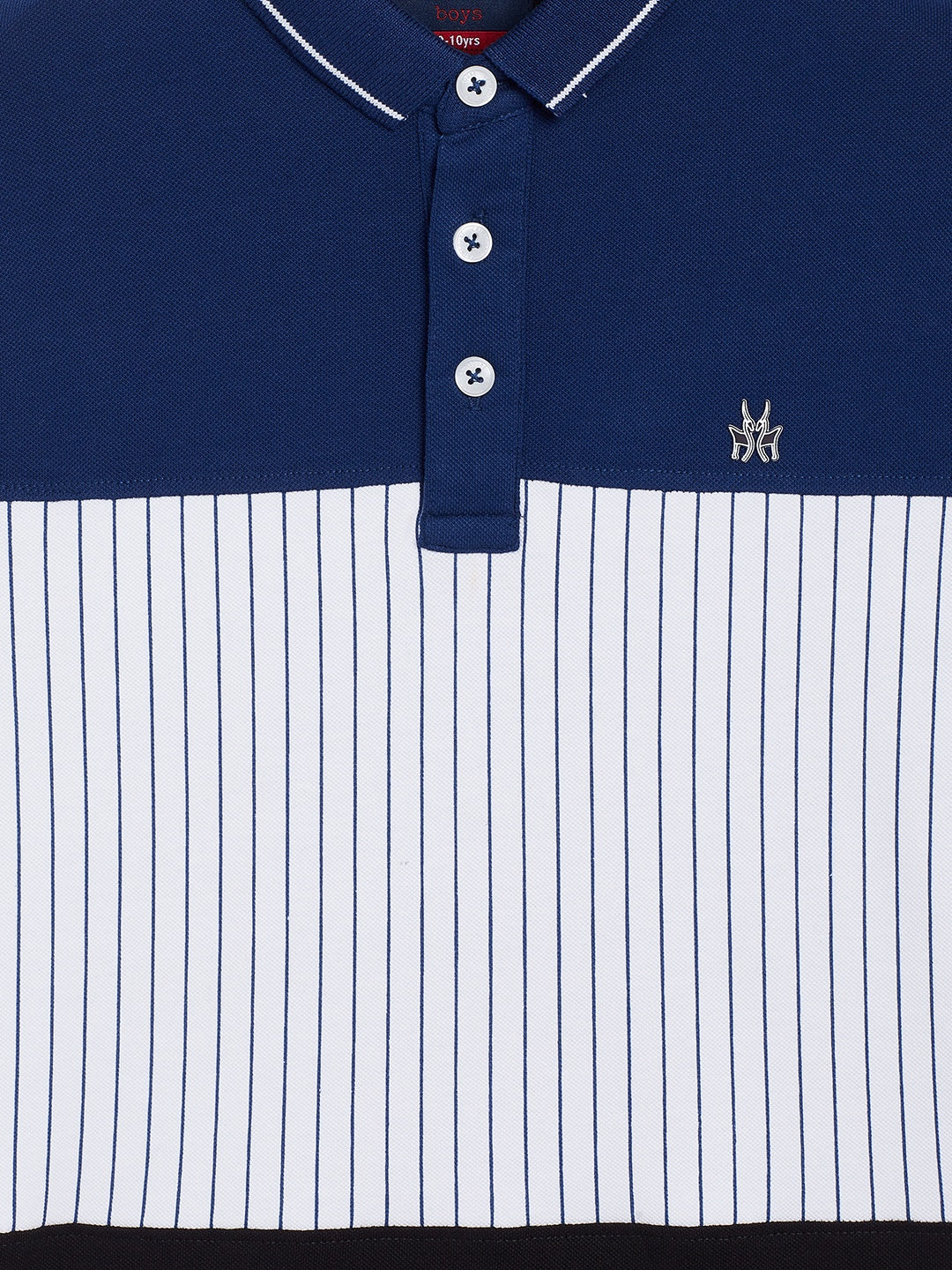 Blue Colorblocked Polo Neck T-Shirt - Boys T-Shirts