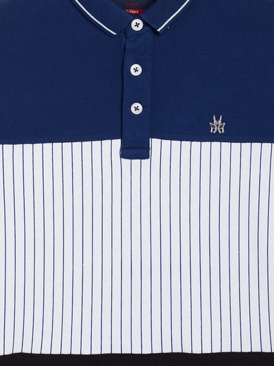 Blue Colorblocked Polo Neck T-Shirt - Boys T-Shirts